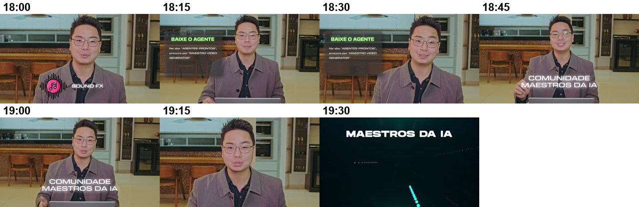 Quadros do vídeo com o tempo de cada um (regular 07)